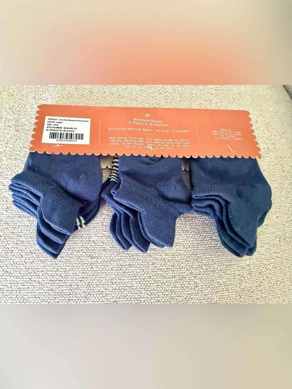NWT! Tiny Kind Bamboo Viscose Socks (6 Pack) - Indigo